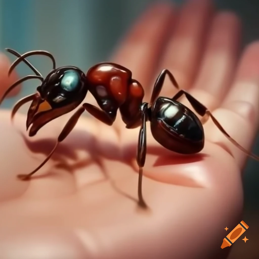 Realistic macro ant holding sign with text 'Je suis Charlie'