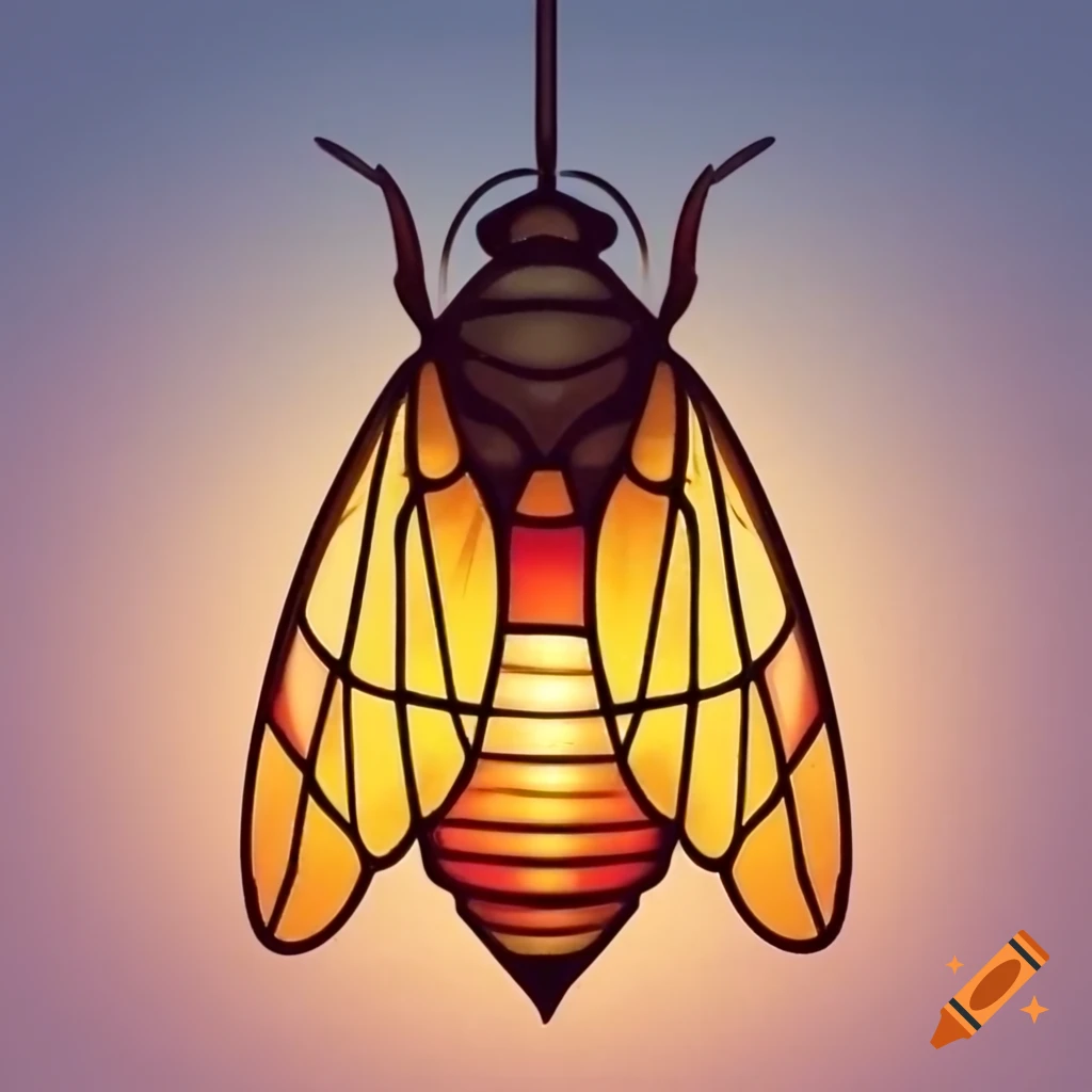Cicada design stained glass lamp