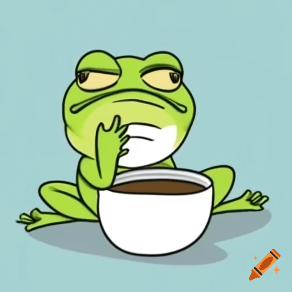 grumpy-frog-in-bed-holding-a-cup-of-coffee-on-craiyon