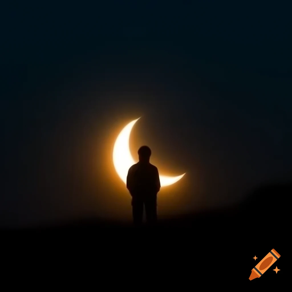 Silhouette observing an eclipse