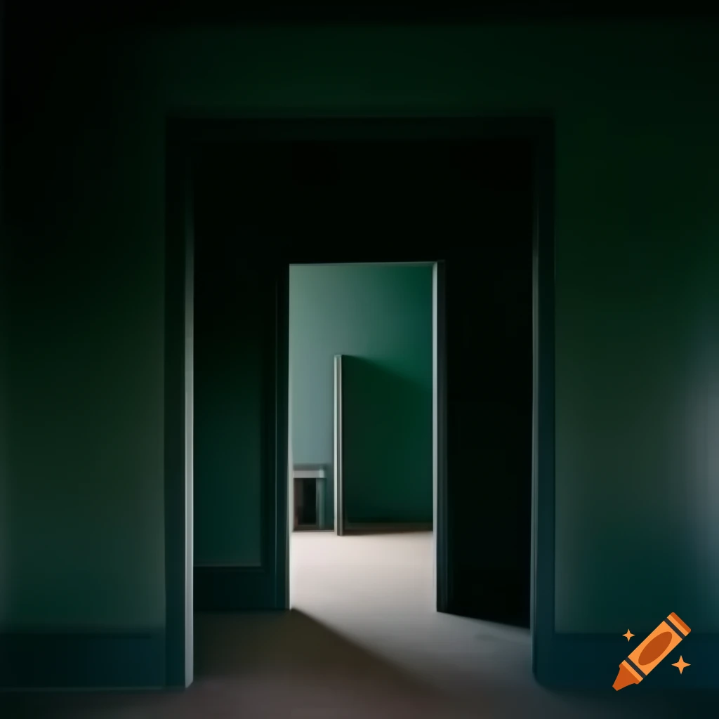 Dark liminal space transitioning into a room