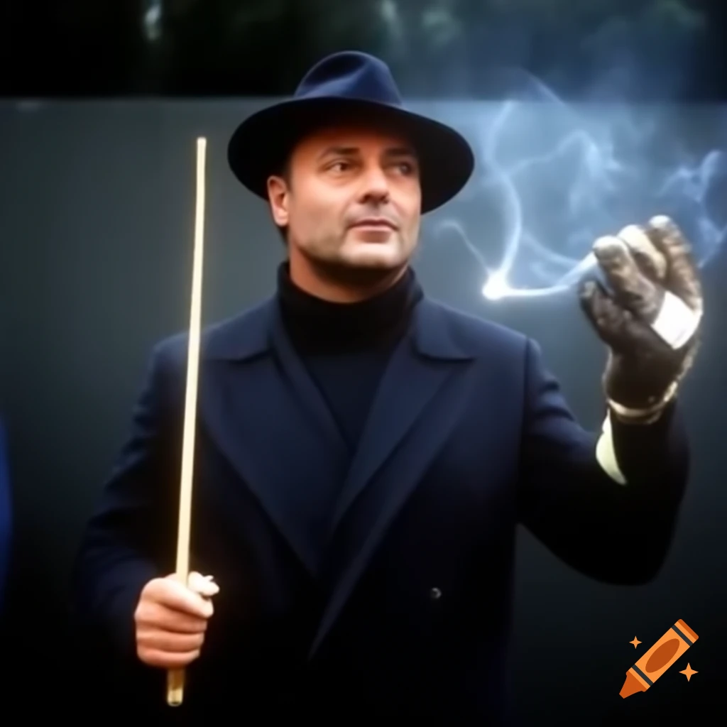 Germany coach Hansi Flick wearing hat and holding magic wand