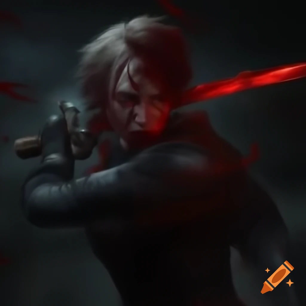 Symbolic representation of blood and a sword in a conflict