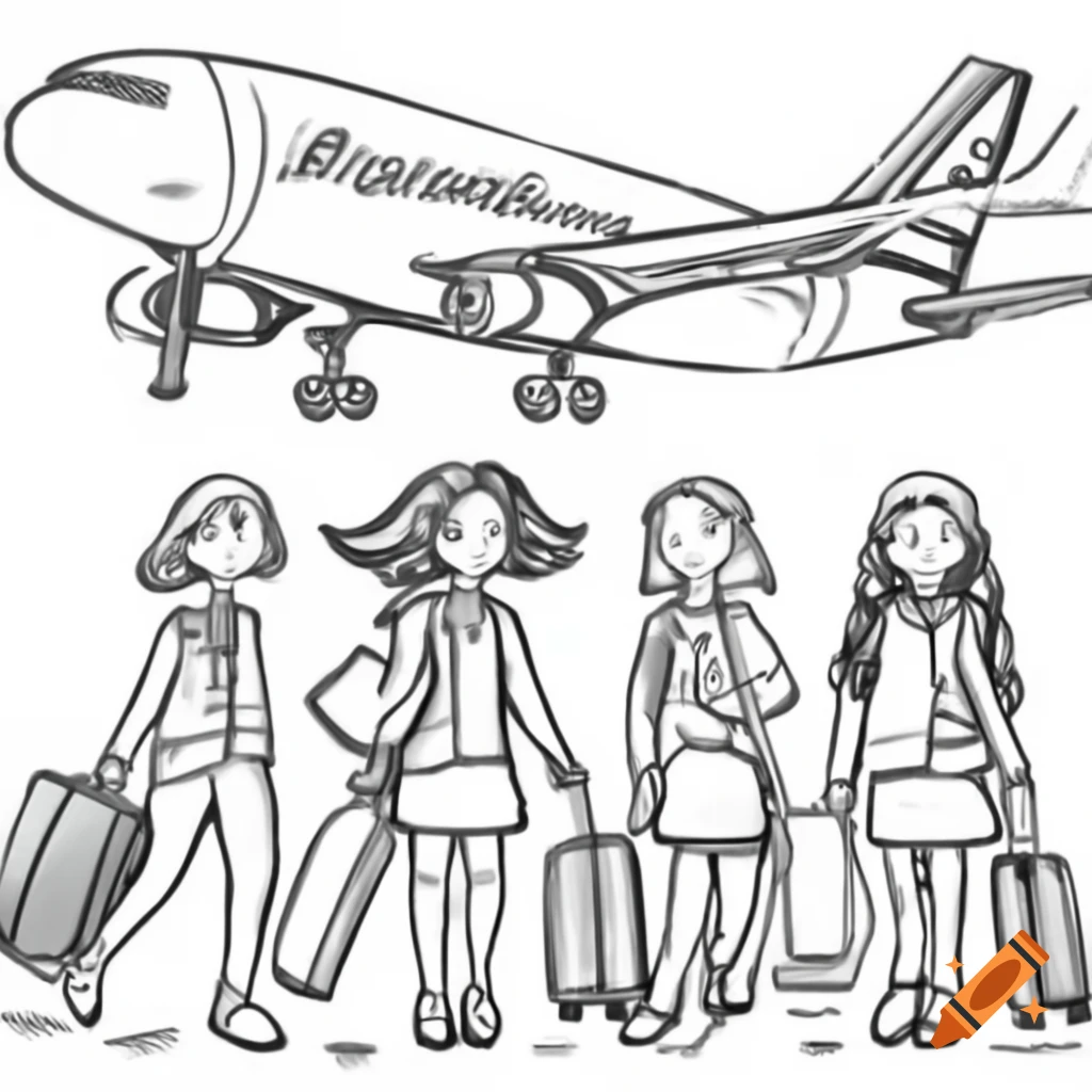 Four girls at an airport