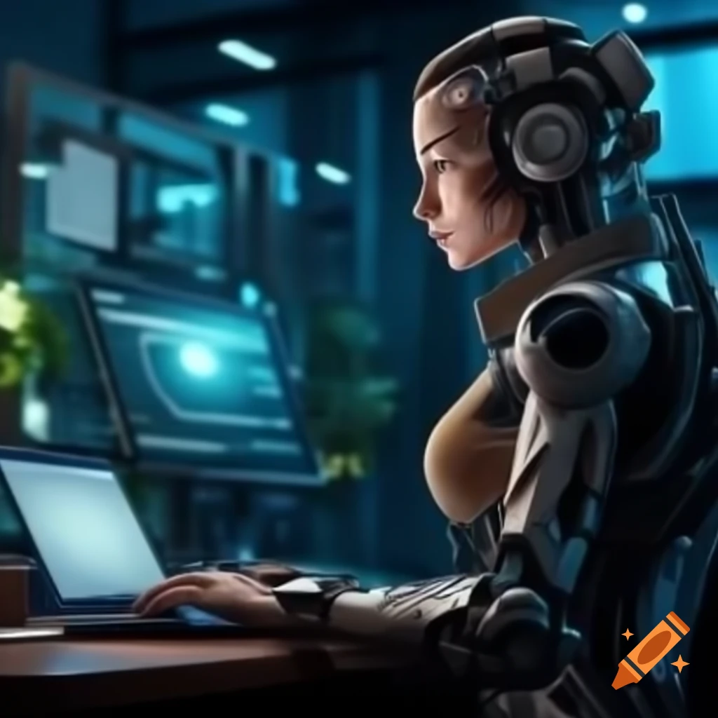 Futuristic AI analyst working environment