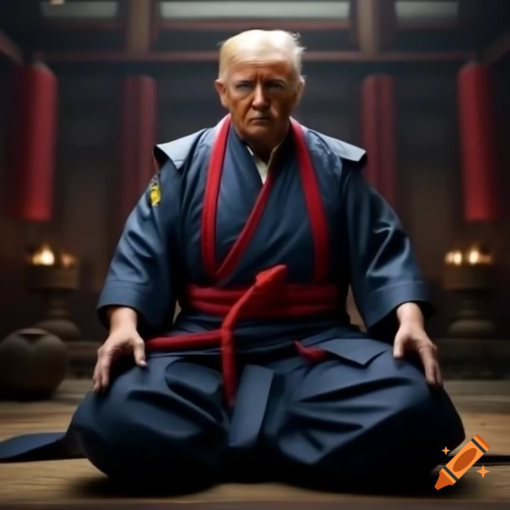 Trump depicted as samurai meditating