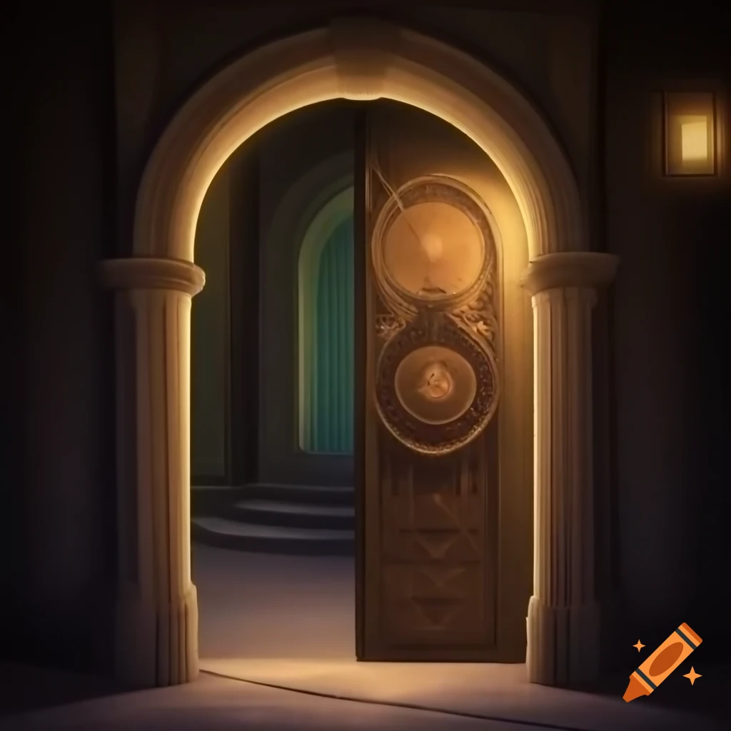Dark and mysterious animated scene of a gloomy hallway in an abandoned castle