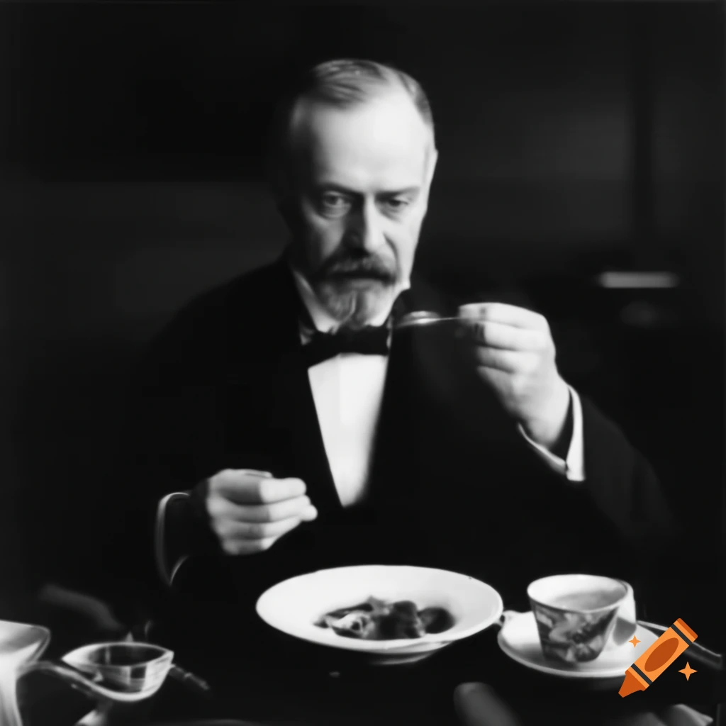 Louis Pasteur enjoying a bowl of soup