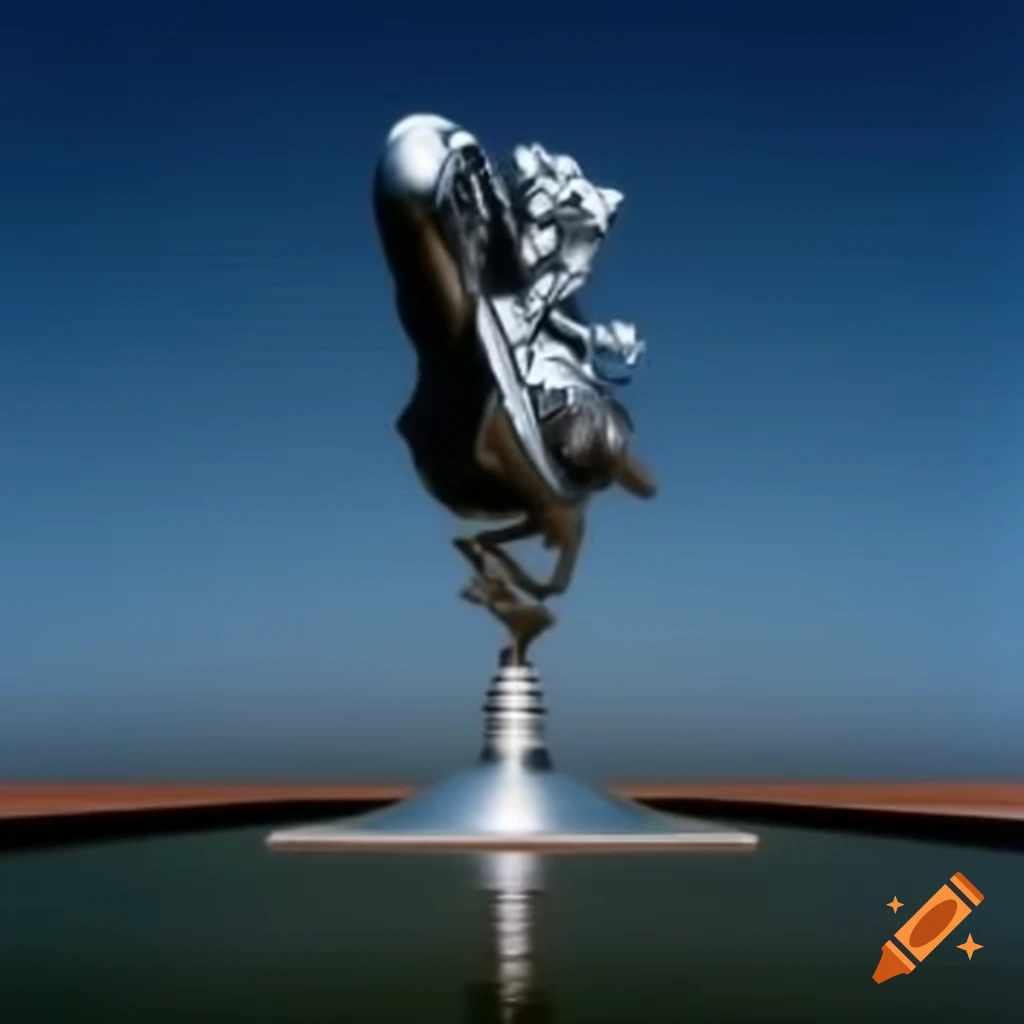 Pop surrealism photography featuring silver statue from 2000s