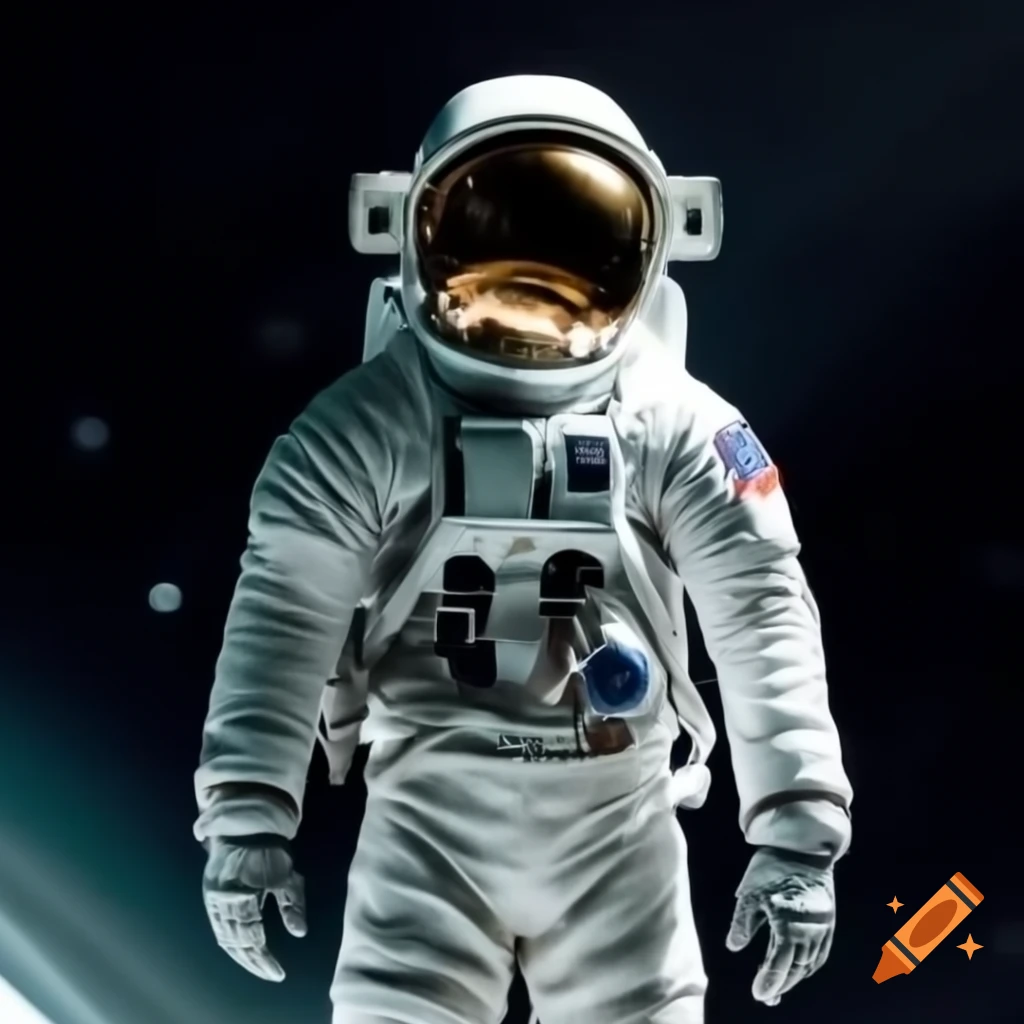 Reptilian astronaut in sleek white spacesuit with striking silhouette