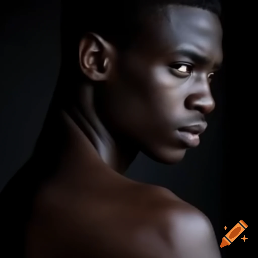 Strong back of young black man, back view reference