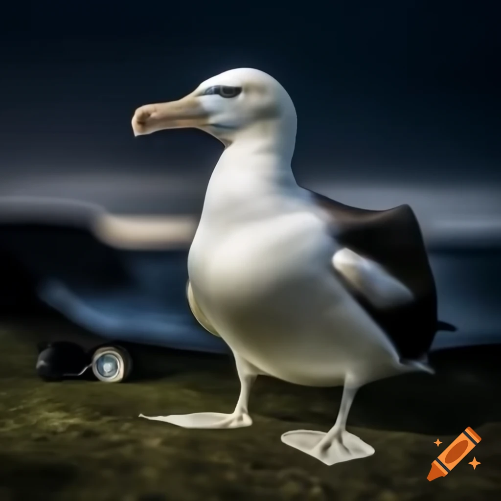 Albatross observing its surroundings at night