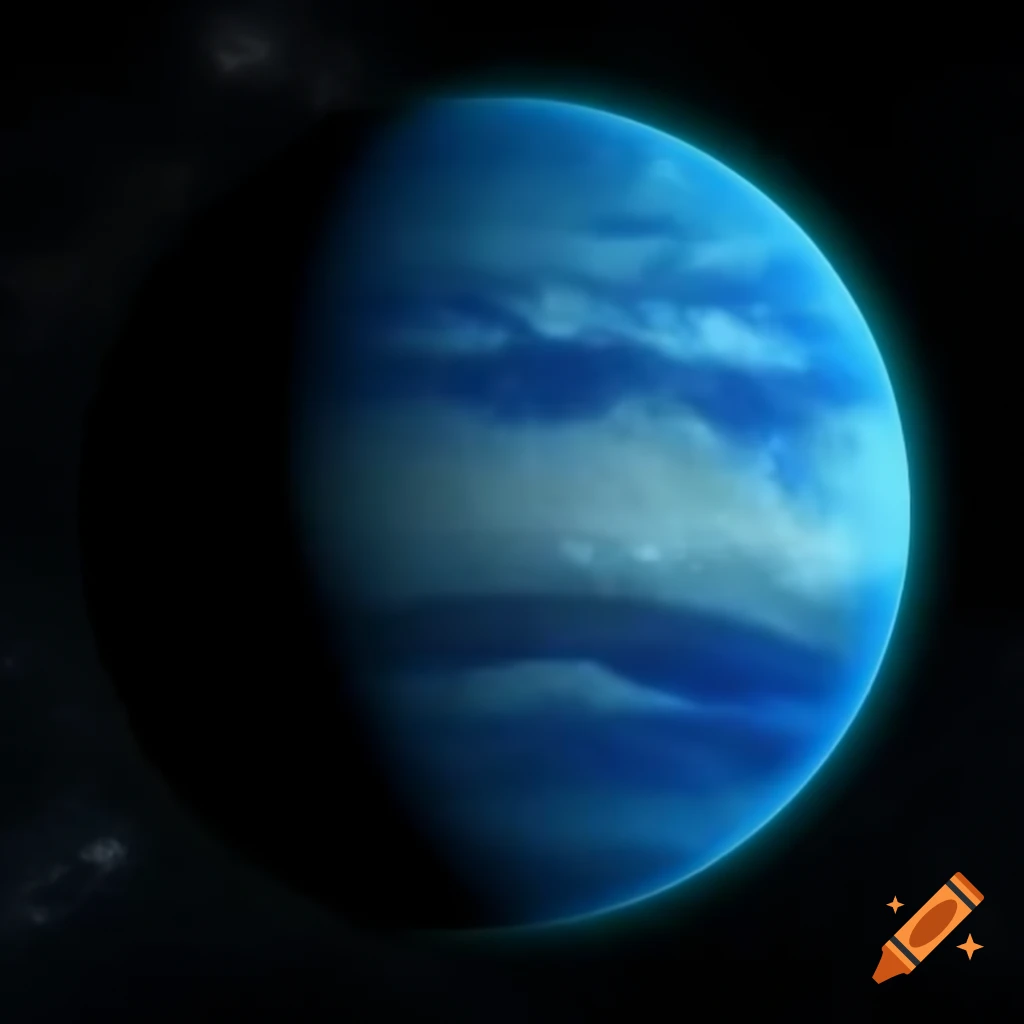 Blue green gas planet in space