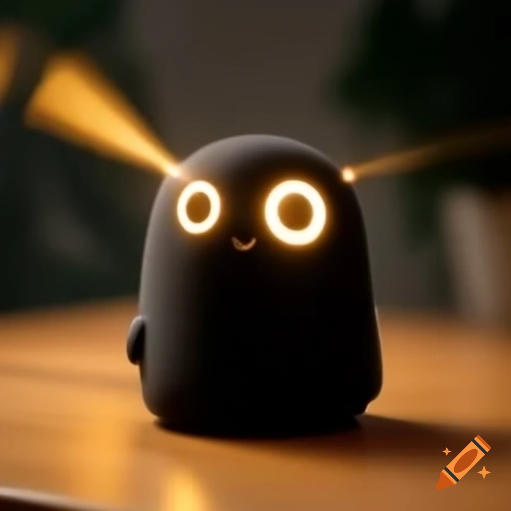 Cute black projector emitting light