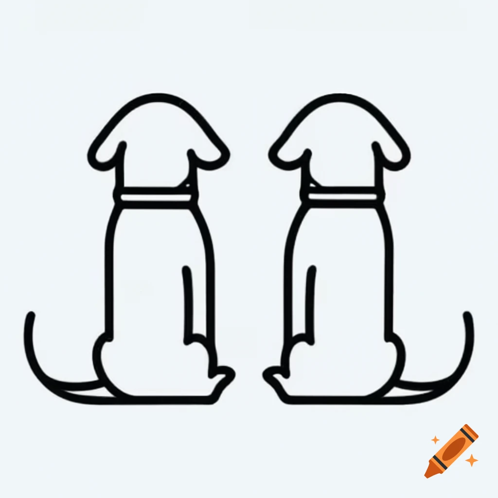 Outline of two dogs facing each other