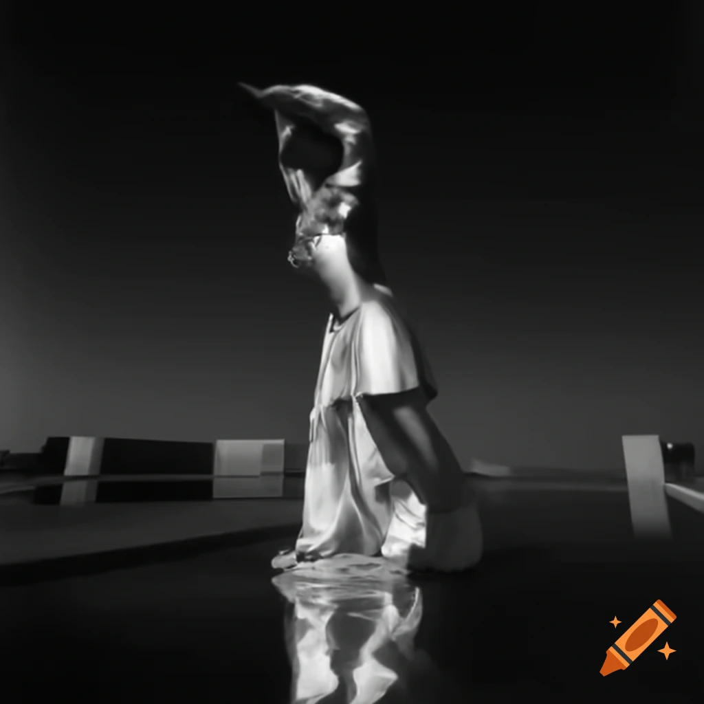 Pop surreal photography featuring silver statue from the 2000s
