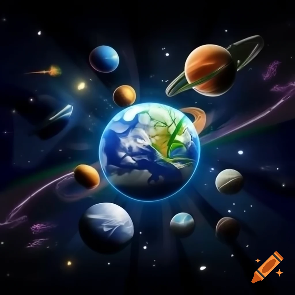PC wallpaper featuring repeating pattern of earth and planets in muted colors
