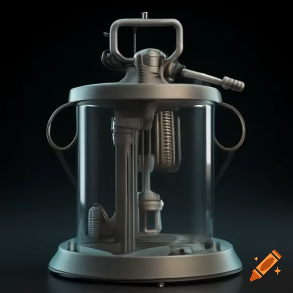 Metallic handheld apparatus resembling a gun, used for injecting pressure air with glass cylinder