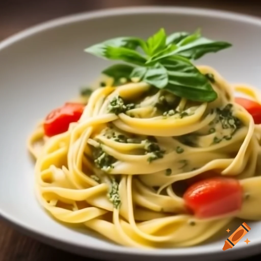 Pasta with pesto, tomatoes, and arugula
