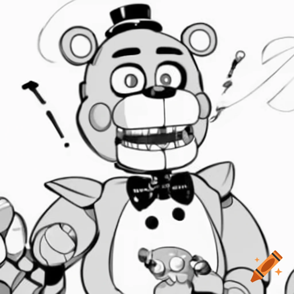 Fuzzy Freddy Fazbear holding trophy and taking a victory bow