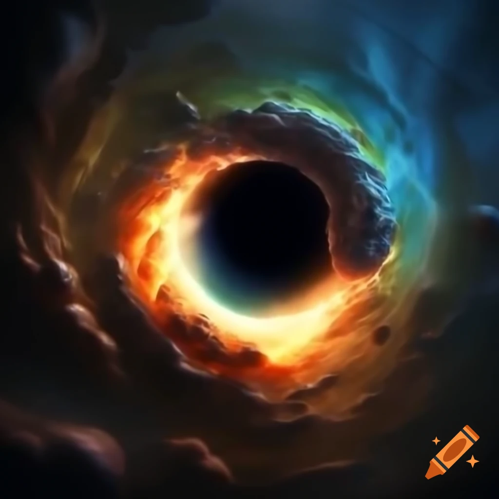 Realistic black hole with bright green-blue accretion disk
