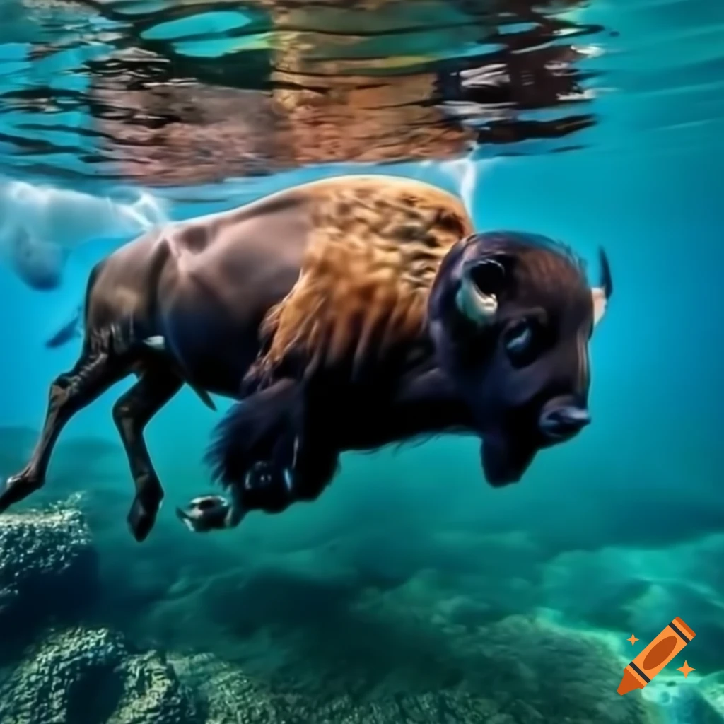 Majestic water buffalo alert in natural habitat on craiyon