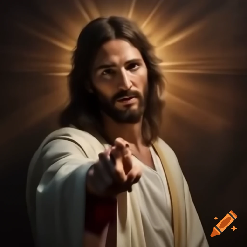 Jesus figure wearing headphones and recording into microphone on craiyon