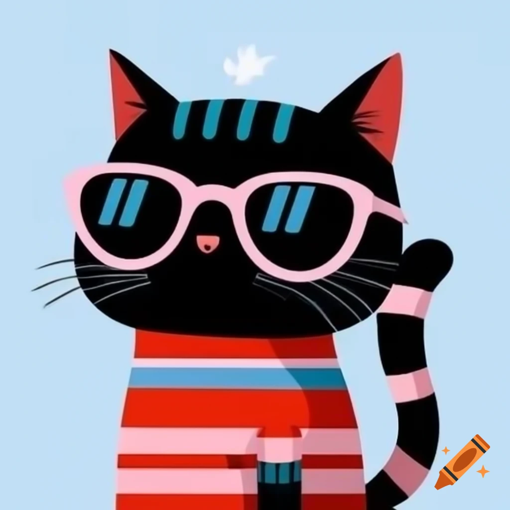 Cartoon Art Of Black Cat With Pyjama Stripes And Sunglasses On Craiyon cartoon-art-of-black-cat-with-pyjama-stripes-and-sunglasses-on-craiyon