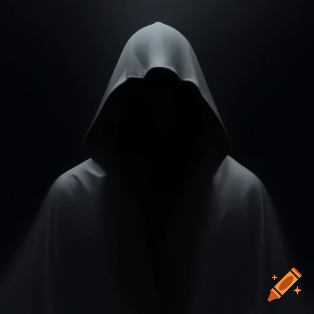 Mysterious cloaked figure shrouded in shadows