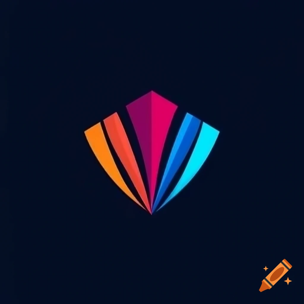 Futuristic data analysis service logo with sharp edges in three colors