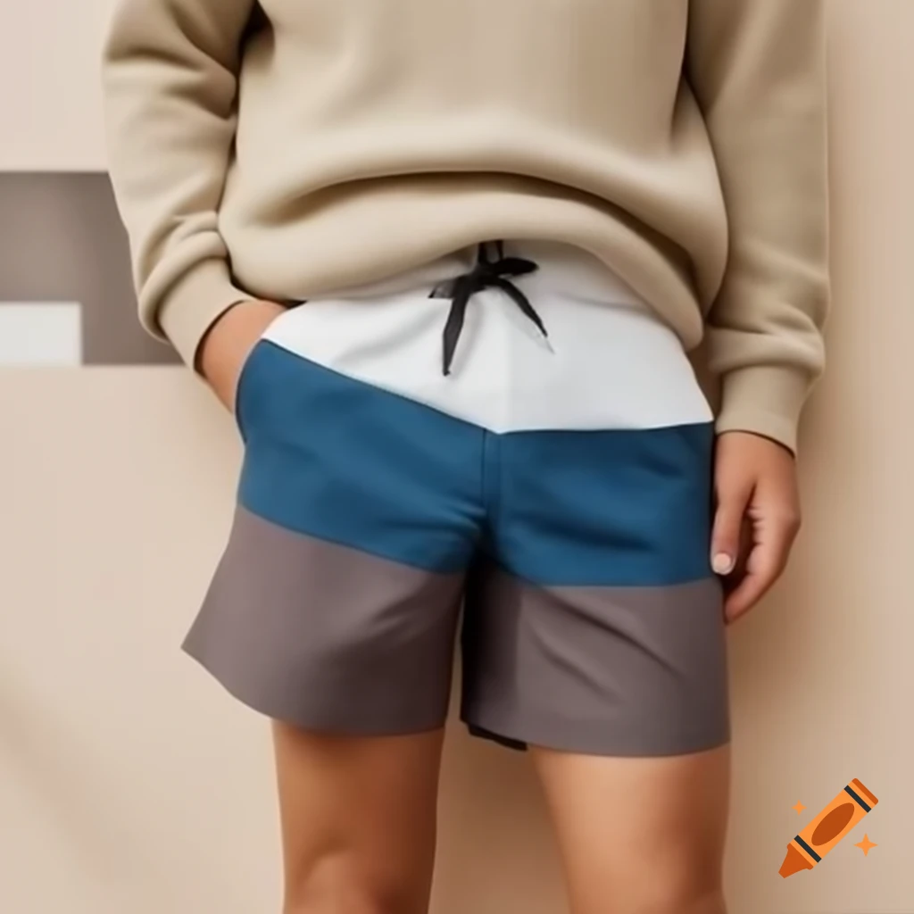 Man in swim trunks wearing cozy pullover sweatshirt