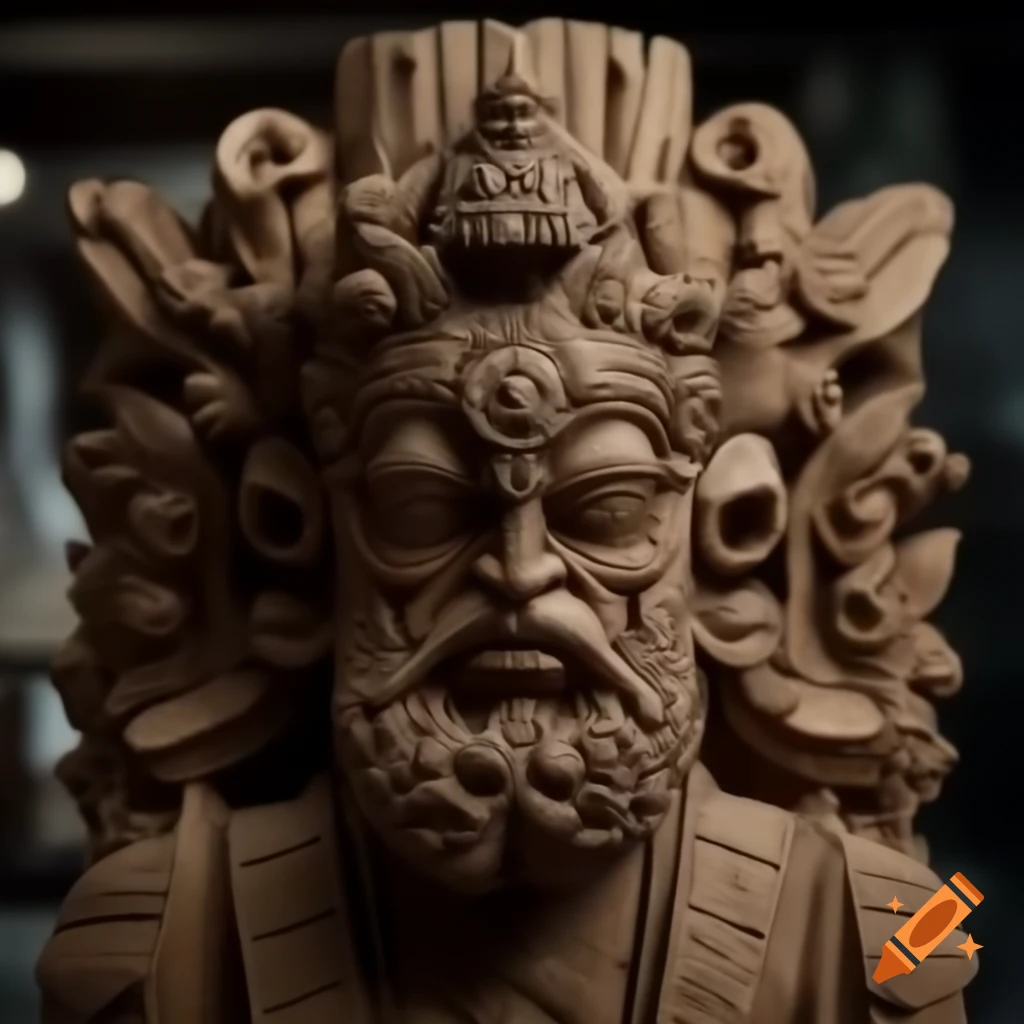 Intricately carved wooden sculpture highlighting detailed craftsmanship