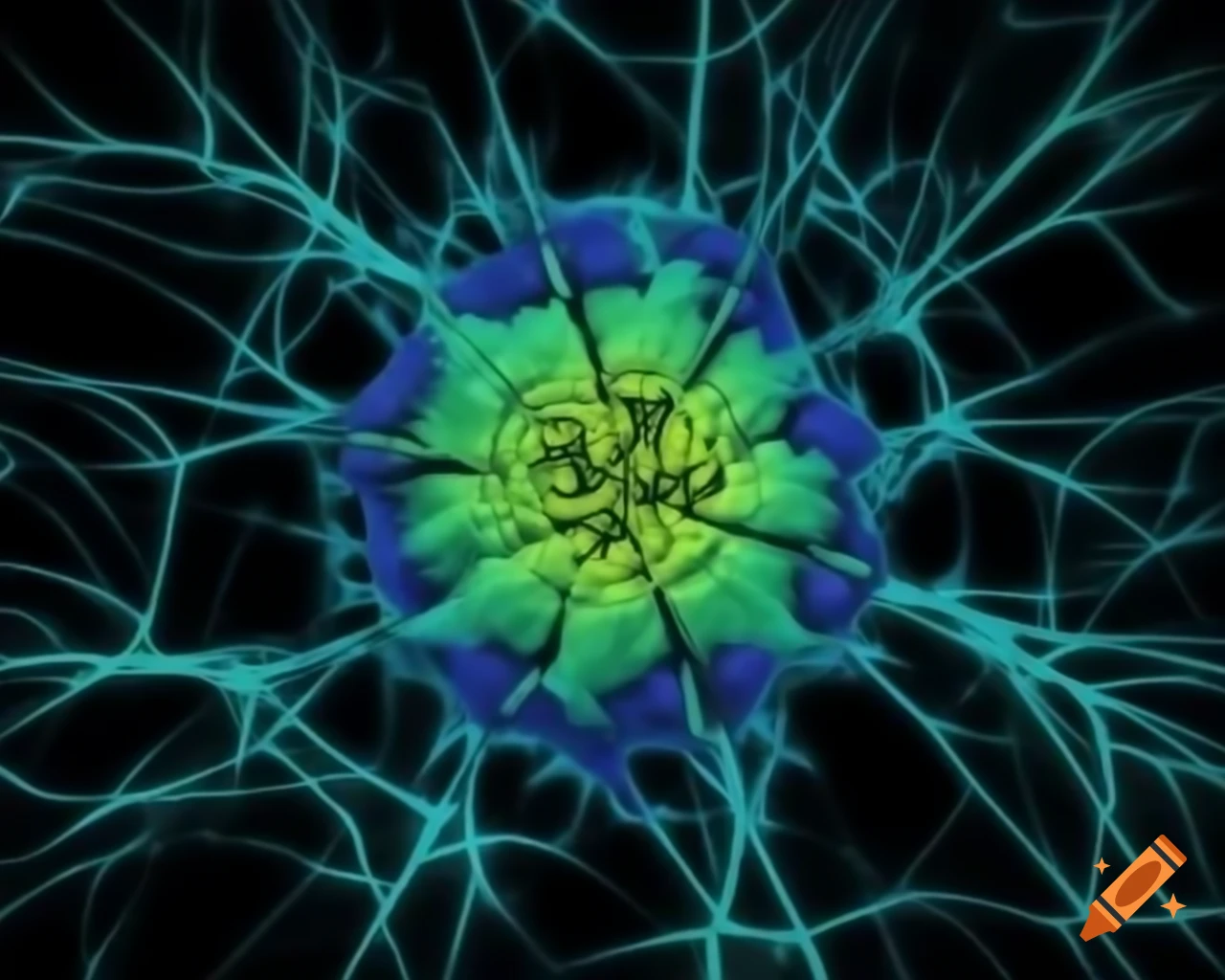 Hyperrealistic 3D render of genetics under electron microscope
