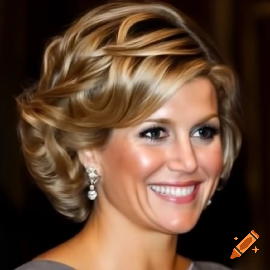 Queen Maxima showcasing a new short curly perm hairstyle