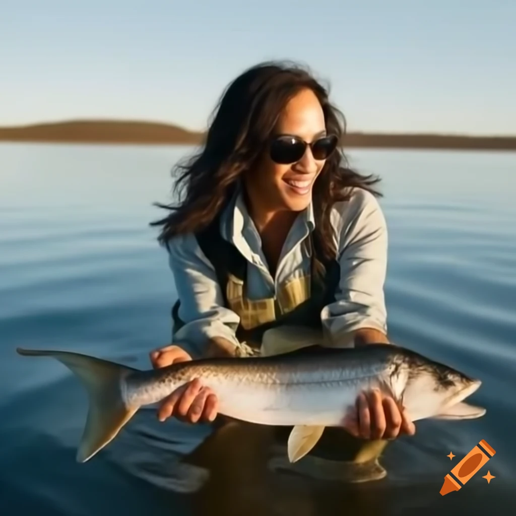 Kamala Harris fishing at a serene lake