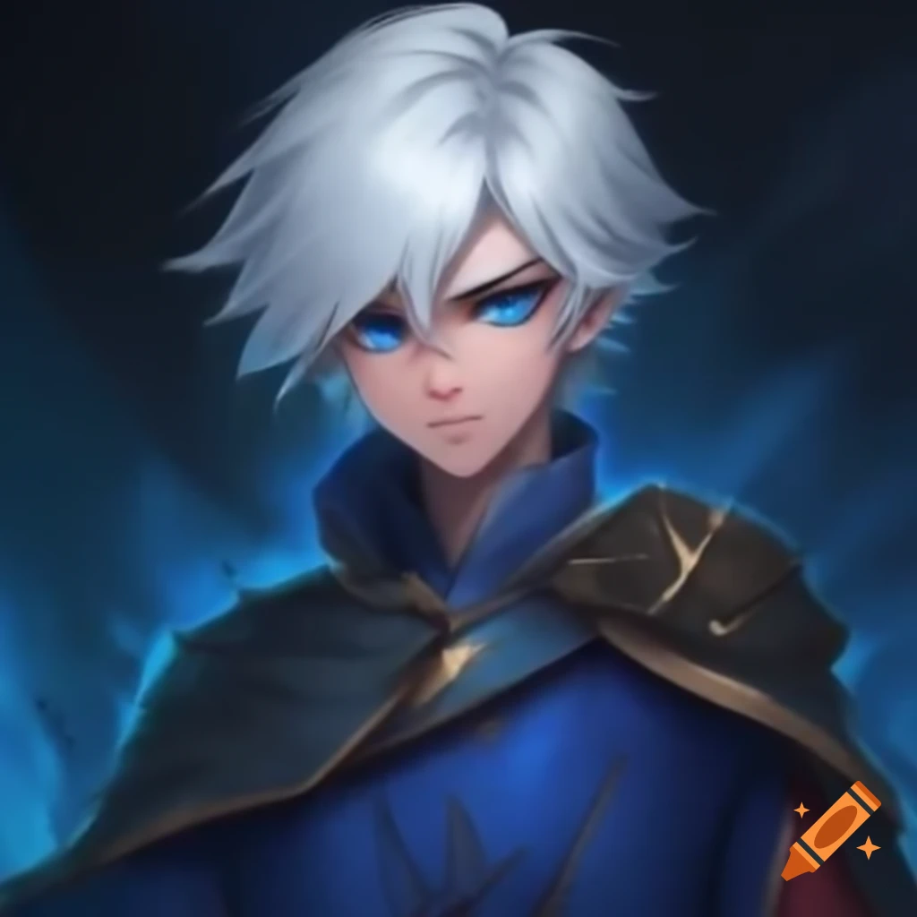 Young noble with silver hair and blue cloak exuding confidence and warrior spirit