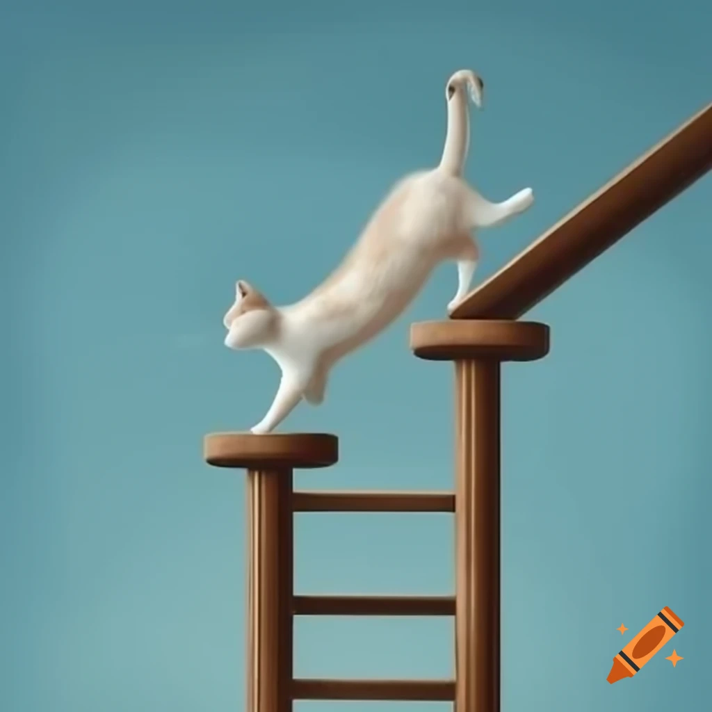 Cat walking on an infinity ladder