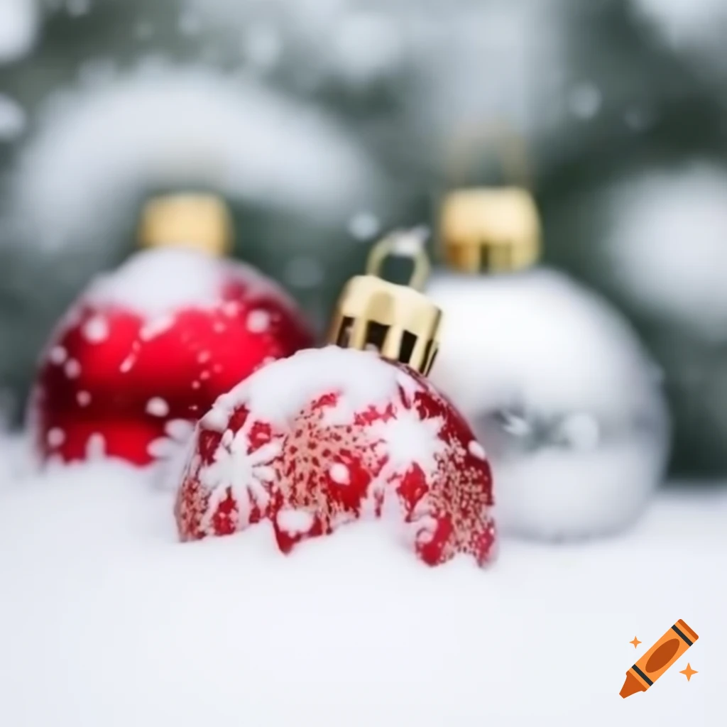 Christmas balls in snow, professional photography