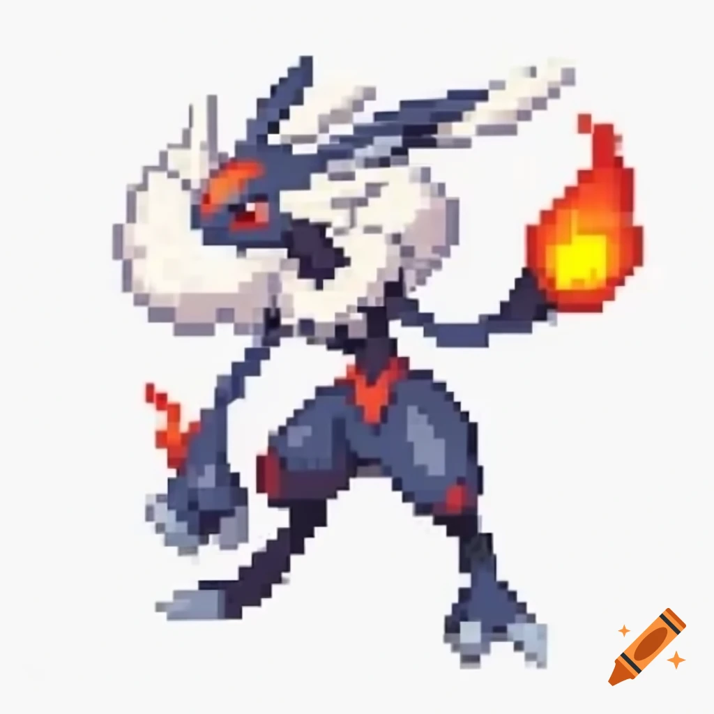 Pixel art torch or match sketch representing hellfire for Pokemon