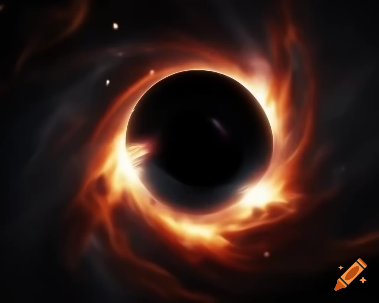 Realistic black hole in star-filled space with ray tracing and anamorphic lens flare