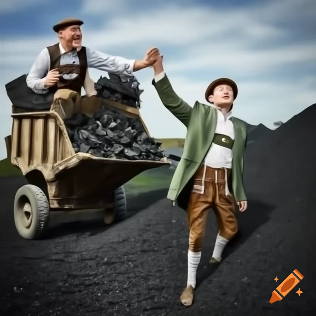 Bavarian man delivering coal to discontent Polish man