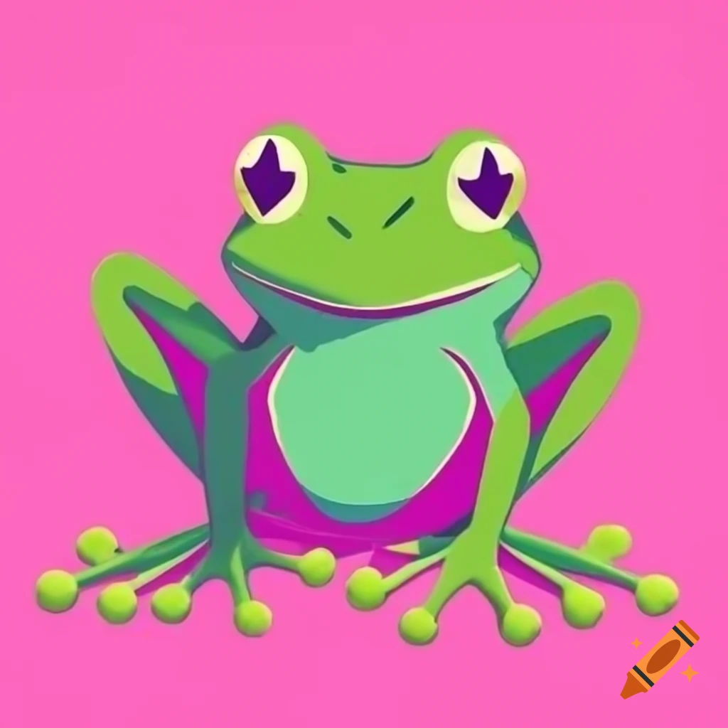 Colorful tree frog on pink background