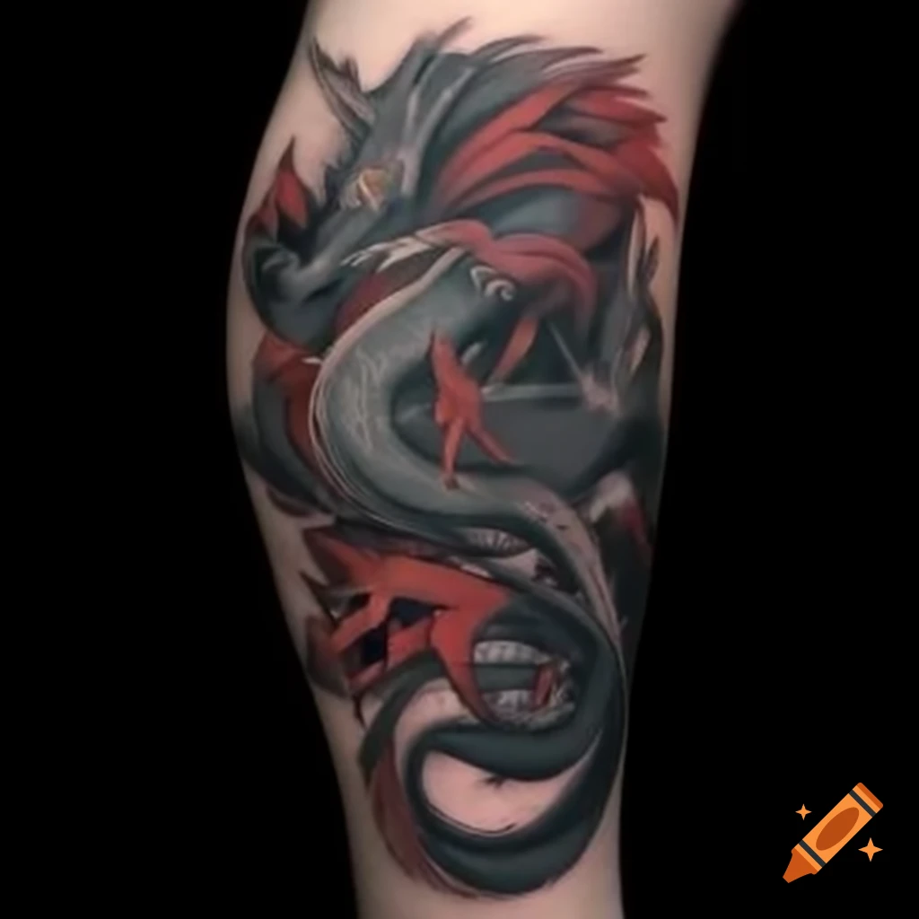 Intricate aggressive dragon design inspired by Game of Thrones for back tattoo