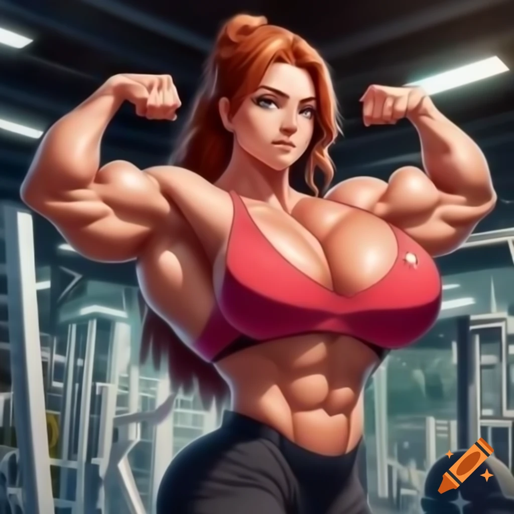 Muscular anime woman character design