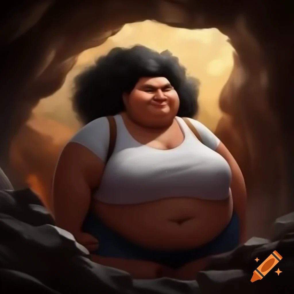Strong woman with black hair smiling while guarding a cave amidst explosions