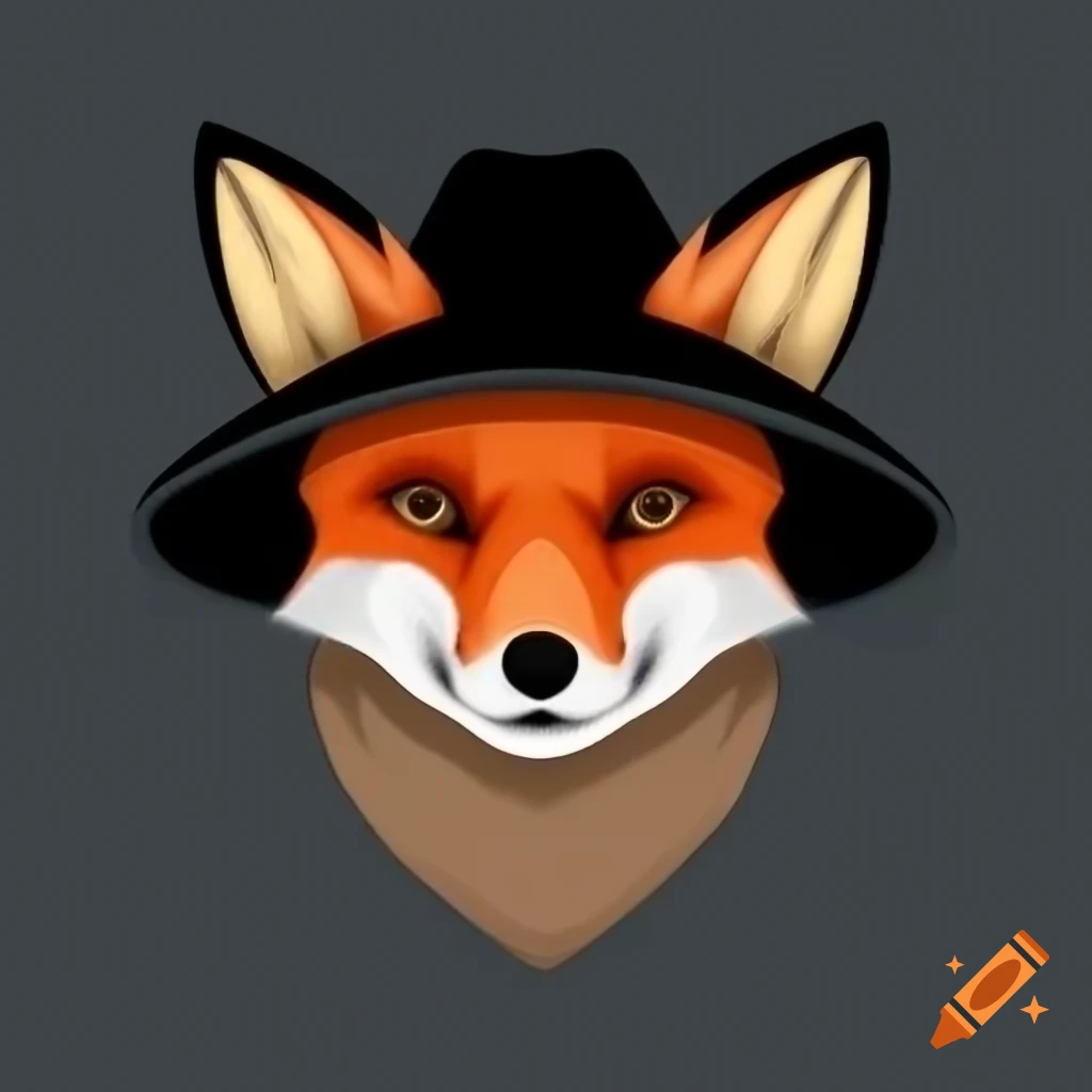 Fox wearing a hat against a black background