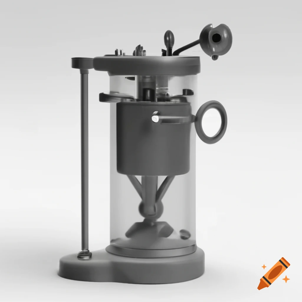 Metallic handheld apparatus resembling a gun with a glass cylinder for pressure air injection