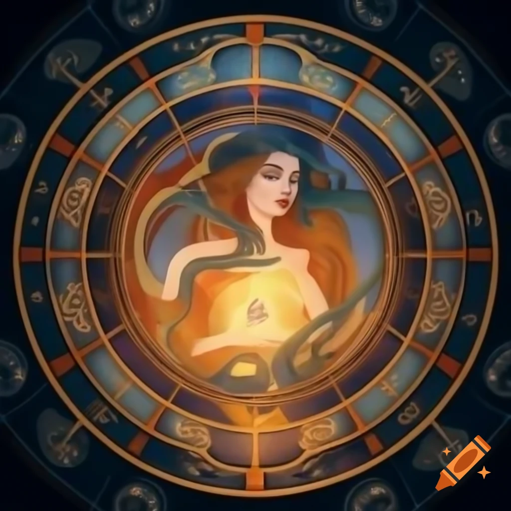 Zodiac art by Alfons Mucha featuring intricate designs