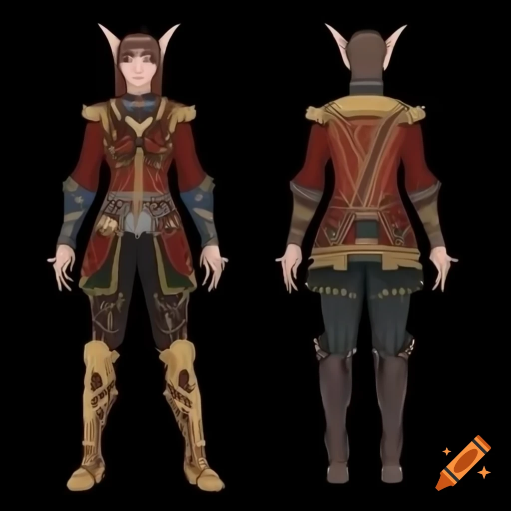 Female Dalish elf in casual wear inspired by medieval and English aesthetics from Dragon Age: Inquisition