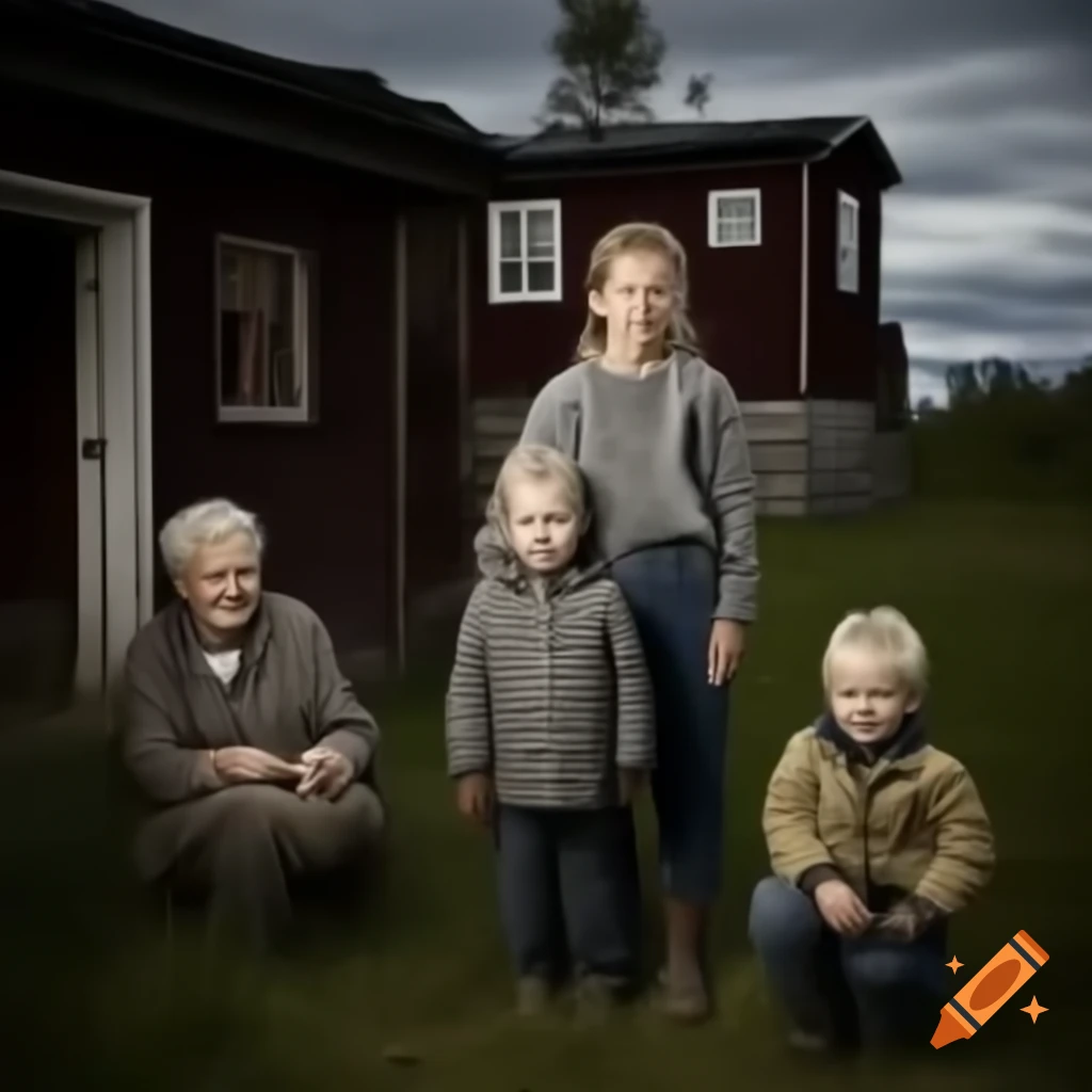 Four generations of a Finnish farmer family working together
